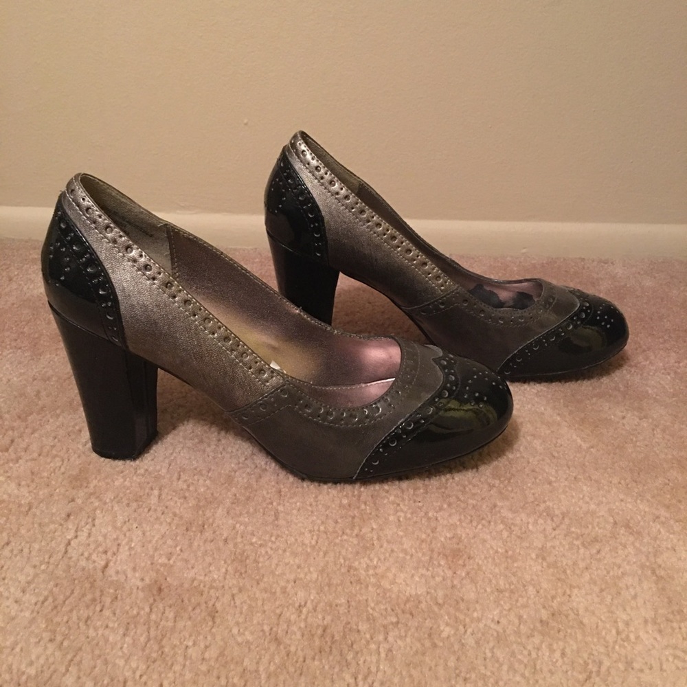 Black and grey heels